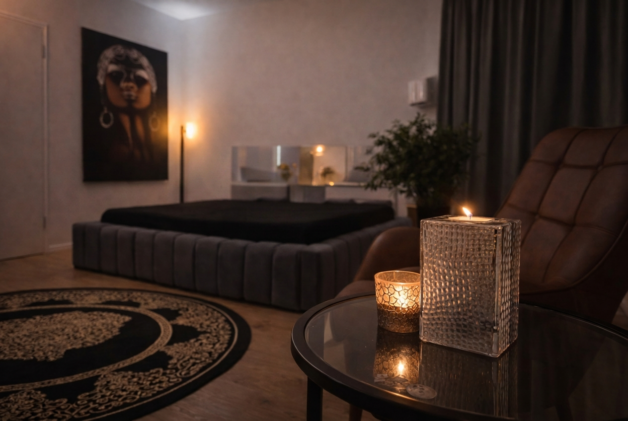 Ameliya Massagestudio Berlin-Wilmersdorf - Ruhebereich mit Kerzen und stimmungsvoller Atmosphäre
