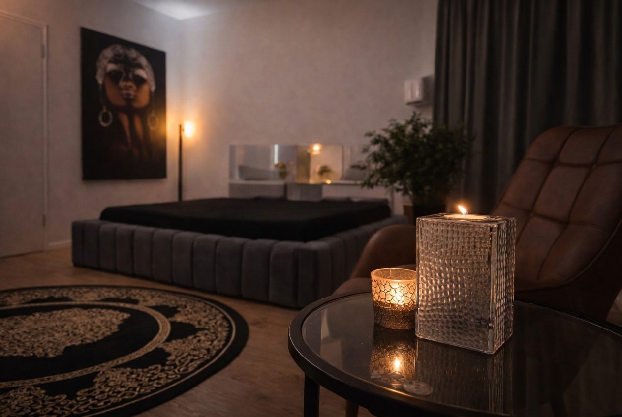 Ameliya Massagestudio Berlin-Wilmersdorf - Behandlungsraum mit Kerzen und stimmungsvoller Atmosphäre